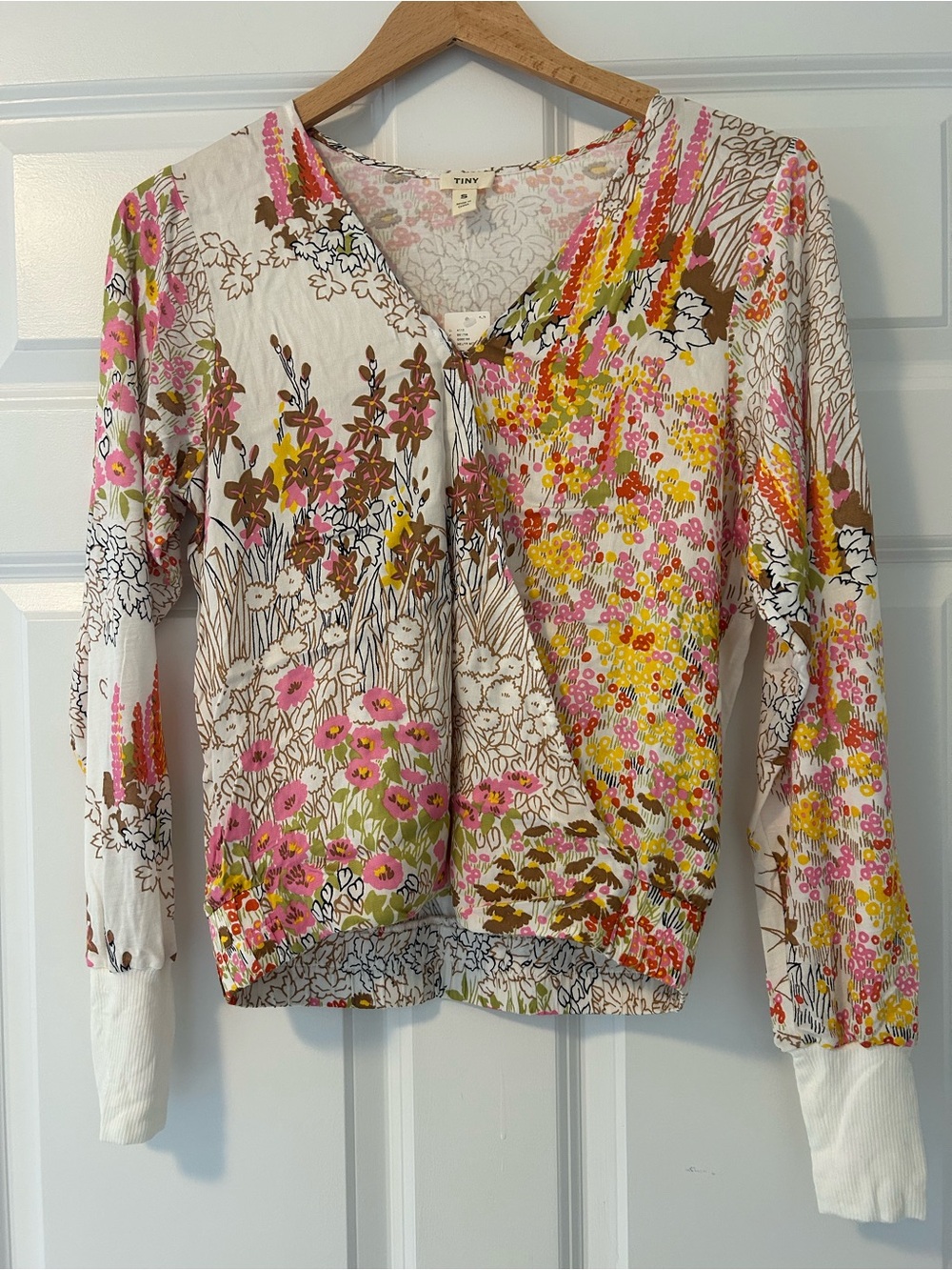 NWT Anthropologie “Tiny” Floral Print Long Sleeve Faux-Wrap Top